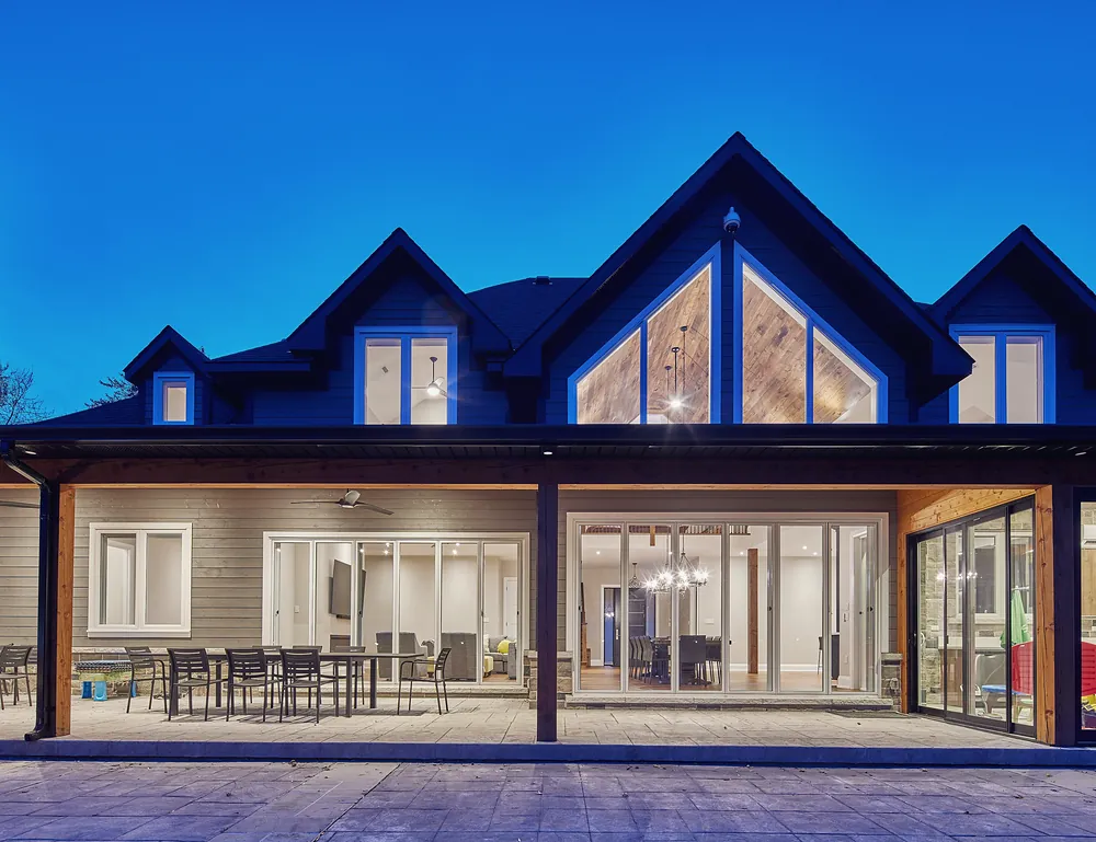 Modern home at dusk